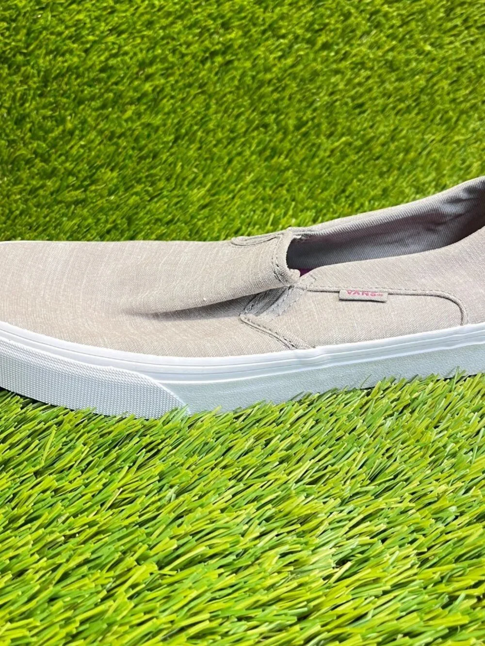 Vans Asher Chambray Slip-On Womens Size 11 Gray Athletic Skate Shoes Sneakers